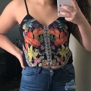 LF Tropical Print Going Out Crop Top
